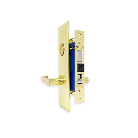 PREMIER LOCK Brass Mortise Entry Lever Left Hand Lock Set with 2.5 in. Backset and 2 SC1 Keys ML03